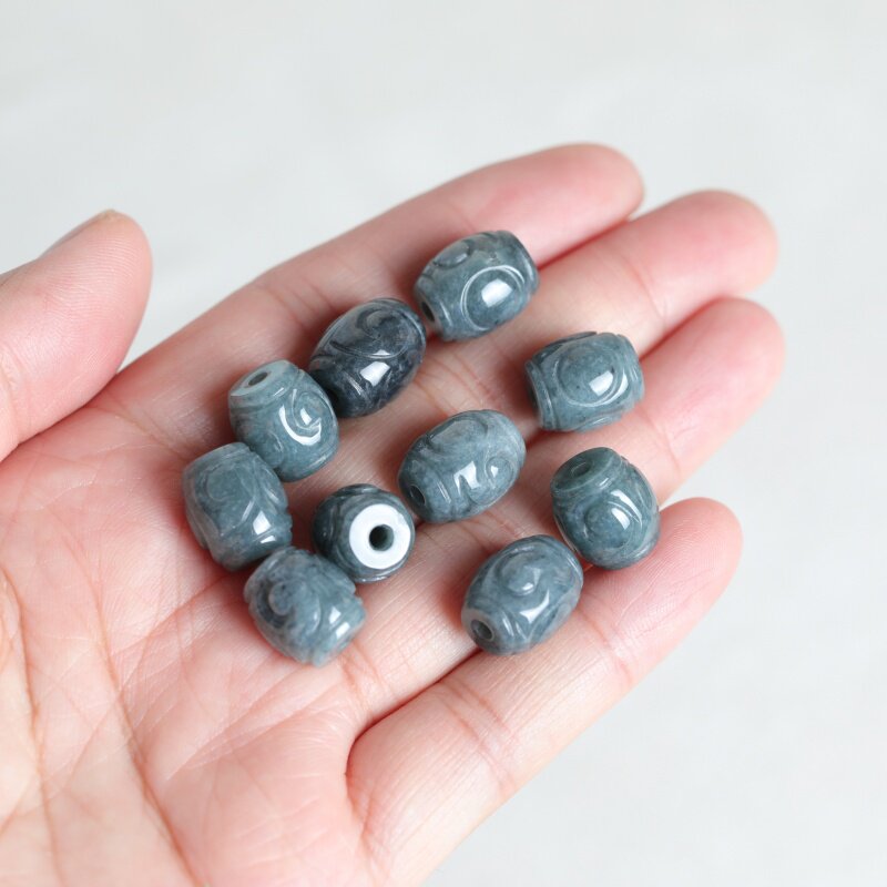 Men Accessories Gift - ลูกปัดหยกน้ำสีฟ้าธรรมชาติ 5 ชิ้น สำหรับทำสร้อยข้อมือ ต่างหู เครื่องประดับแฟชั่น