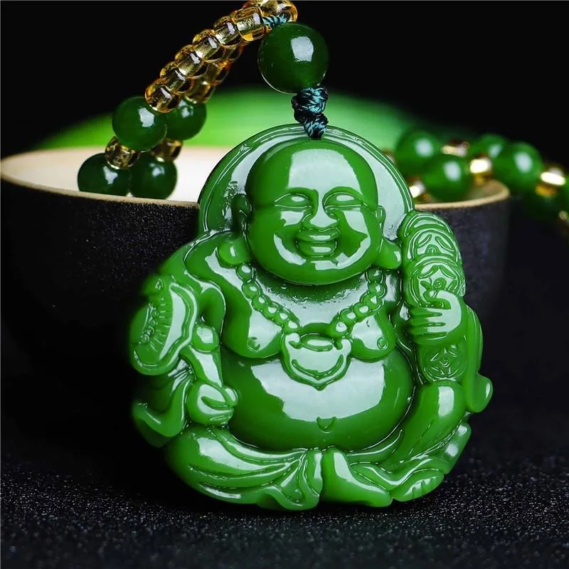 Men Accessories Gift - จีนสีเขียวหยกMaitreyaพระพุทธรูปจี้สร้อยคอสร้อยคอสร้อยคอสร้อยคอสร้อยคอสร้อยคอสร้อยคอสร้อยคอสร้อยคอสร้อยข้อมือหยกเครื่องประดับแกะสลักAmuletอุปกรณ์เสริมแฟชั่นสำหรับผู้หญิงผู้ชาย