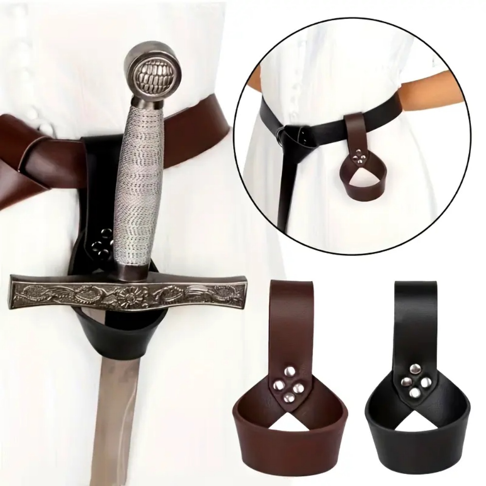 Men'S Viking Accessories - ปลอกดาบหนัง PU สไตล์อัศวินยุคกลาง ไวกิ้ง พร้อมห่วงดาบ ที่ใส่ดาบ