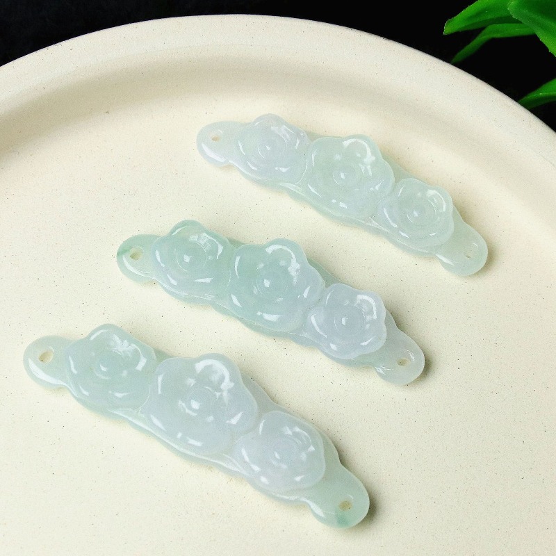 Men Accessories Gift - 1 ชิ้น จี้หยกธรรมชาติรูปดอกไม้ อุปกรณ์ DIY เครื่องประดับหรูหรา