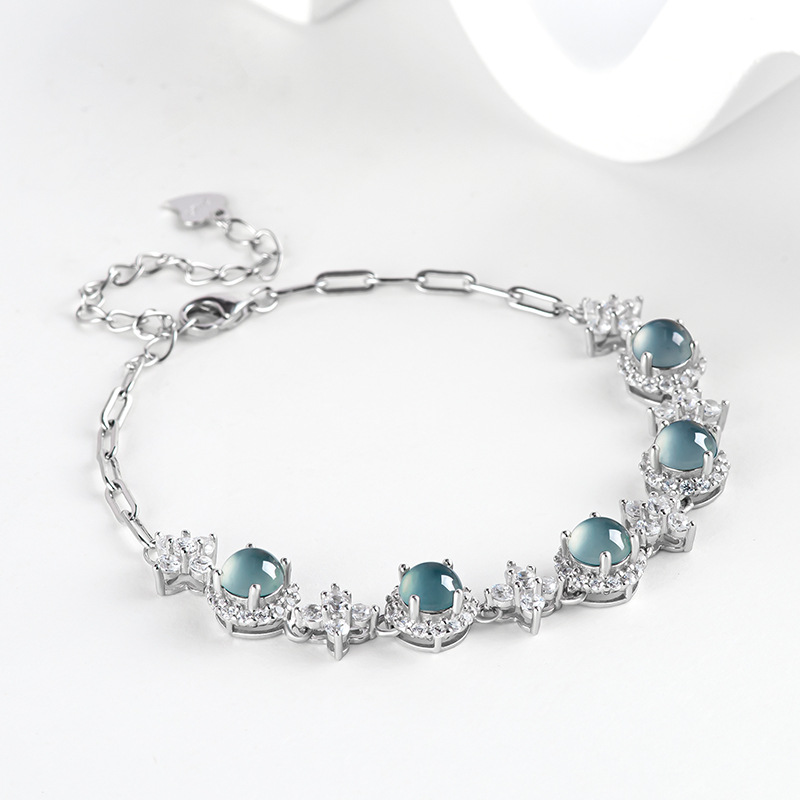 Men Accessories Gift - กำไลหยกพม่าสีน้ำเงิน หยกพม่าแท้จากธรรมชาติ กำไลหินมงคล ของขวัญเสริมดวง เครื่องประดับผู้ชาย หยกสีเขียวมรกต