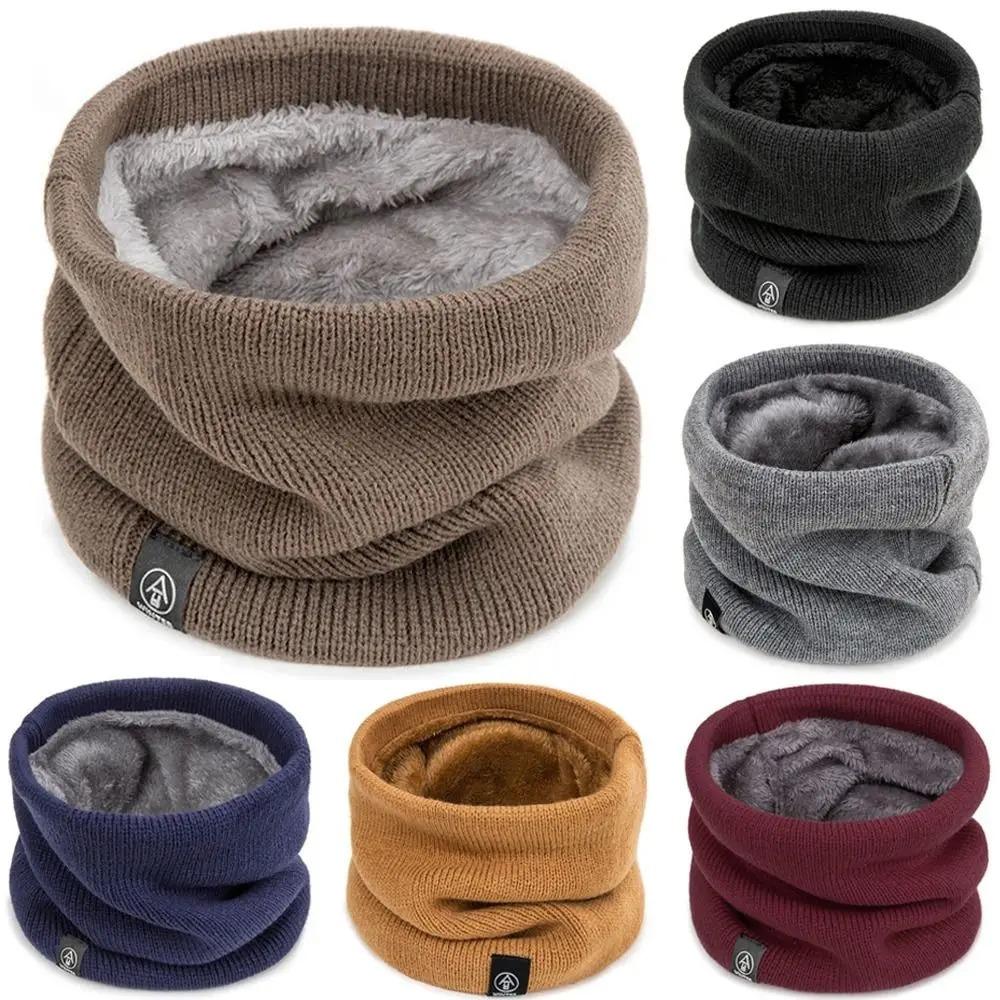 Men Accessories For Neck - ผ้าพันคอไหมพรมแฟชั่นสำหรับผู้หญิง ผ้าคลุมศีรษะแบบหนา คล้ายผ้าแคชเมียร์ สำหรับฤดูหนาว ผ้าพันคอขนสัตว์อุ่นๆ สำหรับผู้หญิงและผู้ชาย