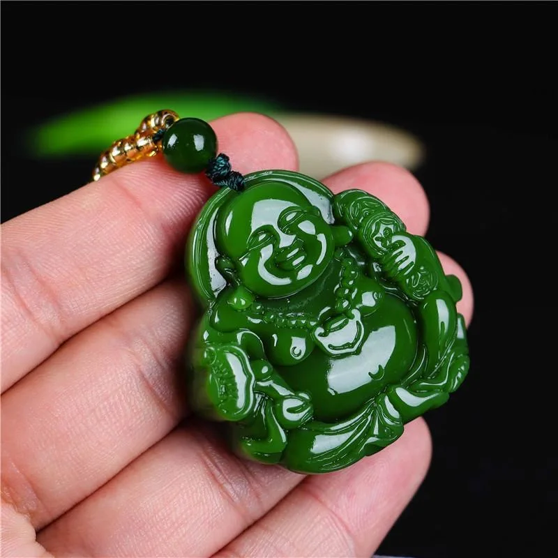 จีนสีเขียวหยกMaitreyaพระพุทธรู - Men Accessories Gift บทวิจารณ์และราคา