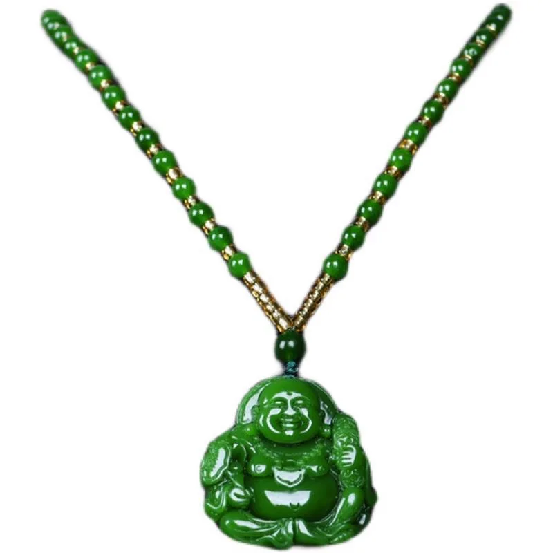 จีนสีเขียวหยกMaitreyaพระพุทธรู - Men Accessories Gift บทวิจารณ์และราคา