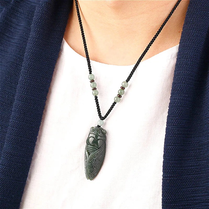หยกธรรมชาติHetian Cicadaลูกปัด - Men Accessories Gift บทวิจารณ์และราคา