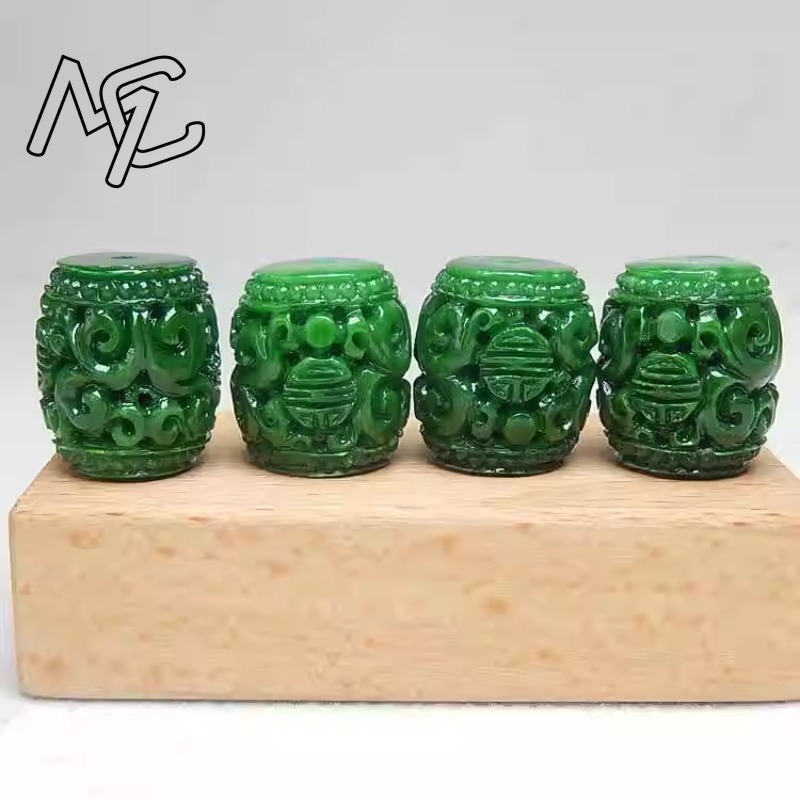 5 PC ธรรมชาติสีเขียวหยกแกะสลัก - Men Accessories Gift บทวิจารณ์และราคา