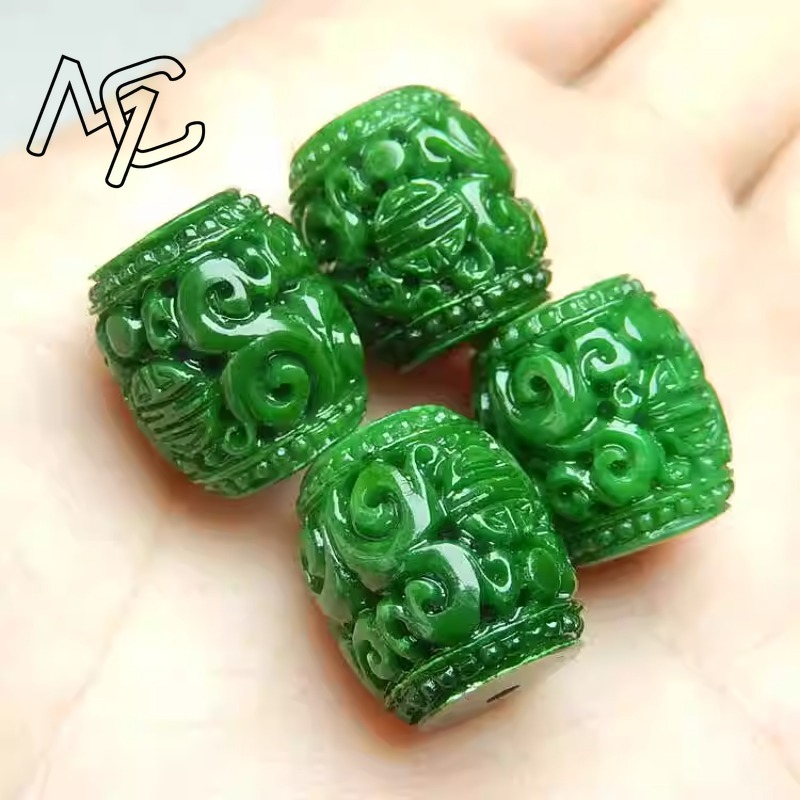 5 PC ธรรมชาติสีเขียวหยกแกะสลัก - Men Accessories Gift บทวิจารณ์และราคา