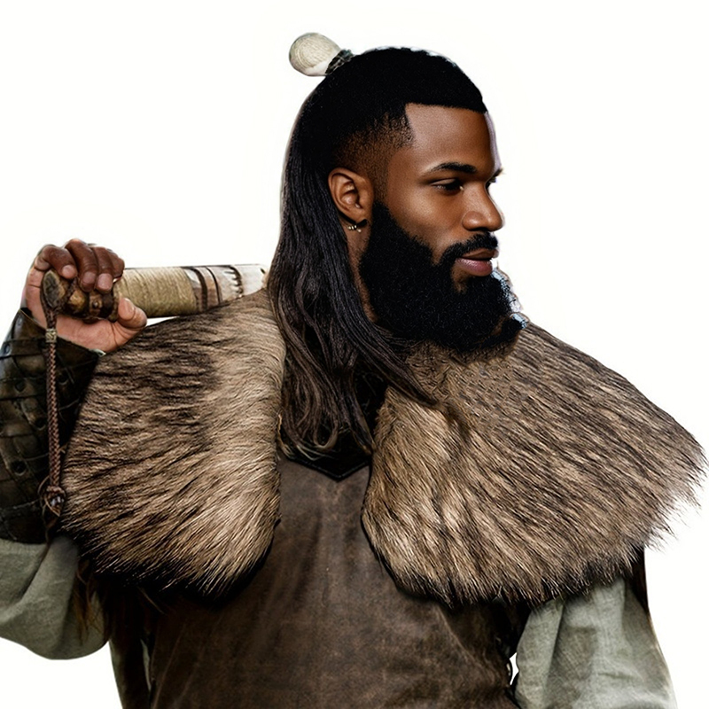 ยุคกลางFaux Fur Collarขนสัตว์ไ - Men'S Viking Accessories บทวิจารณ์และราคา