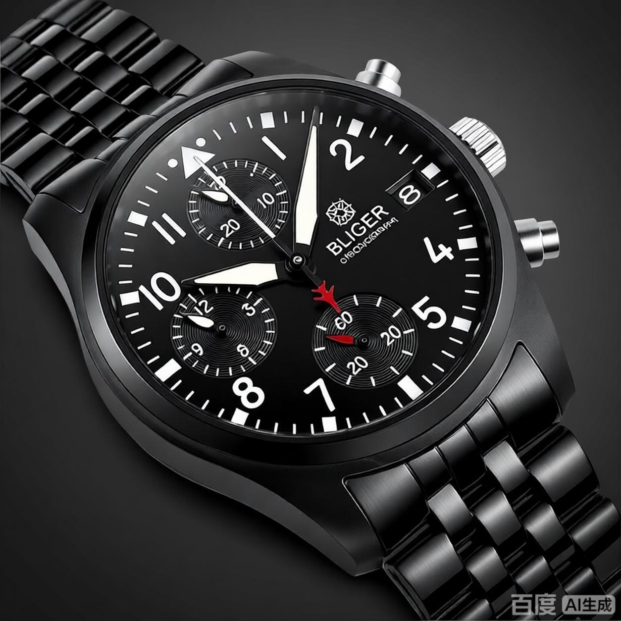 BLIGER ฟูลแบล็ค บรัช 38 มม. VK - Men'S Accessories Watches บทวิจารณ์และราคา