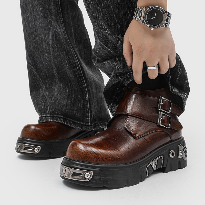 รองเท้าบูทแฟชั่นพังก์กอธทรงสูง - Men'S Accessories Leather บทวิจารณ์และราคา
