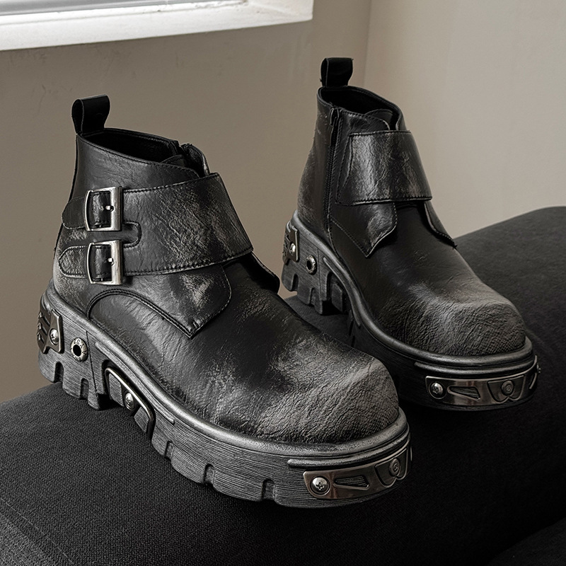 รองเท้าบูทแฟชั่นพังก์กอธทรงสูง - Men'S Accessories Leather บทวิจารณ์และราคา