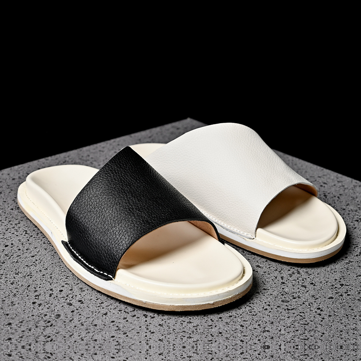 คุณภาพสูงผู้ชายรองเท้าแตะหนังแ - Men'S Accessories Leather บทวิจารณ์และราคา