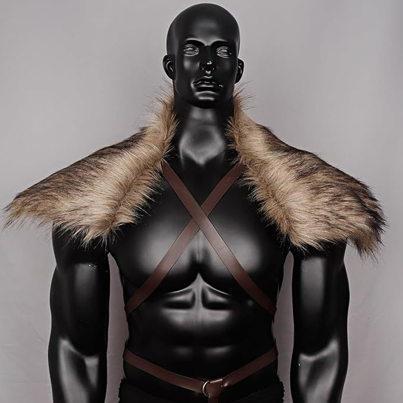 Man ยุคกลาง Faux Fur Cape ไหล่ - Men'S Viking Accessories บทวิจารณ์และราคา